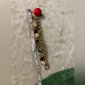 Vintage 1980s  Matte Gold Toned Charm Bracelet.